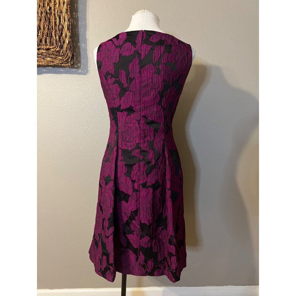 Ralph Lauren A Line Jacquard Dress 14 Pink Black Sleeveless Party Wedding - Picture 7 of 13